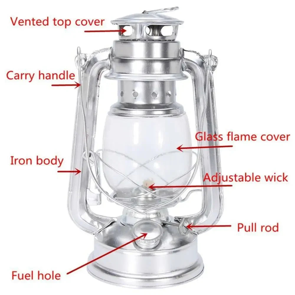 1PC Retro Lantern Home Table Decoration Lamp Outdoor Picnic Hand-Held Lights Metal Hurricane Oil for Dinner Decoration Lamps