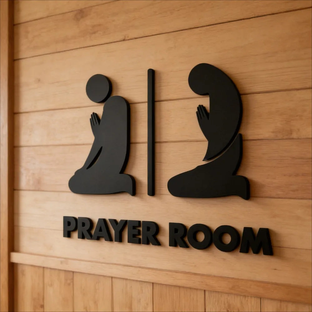 3D Acrylic Islamic Wall Art - Self-Adhesive Mosque Decor, Prayer Sign for Home Restaurant, Holiday Gift