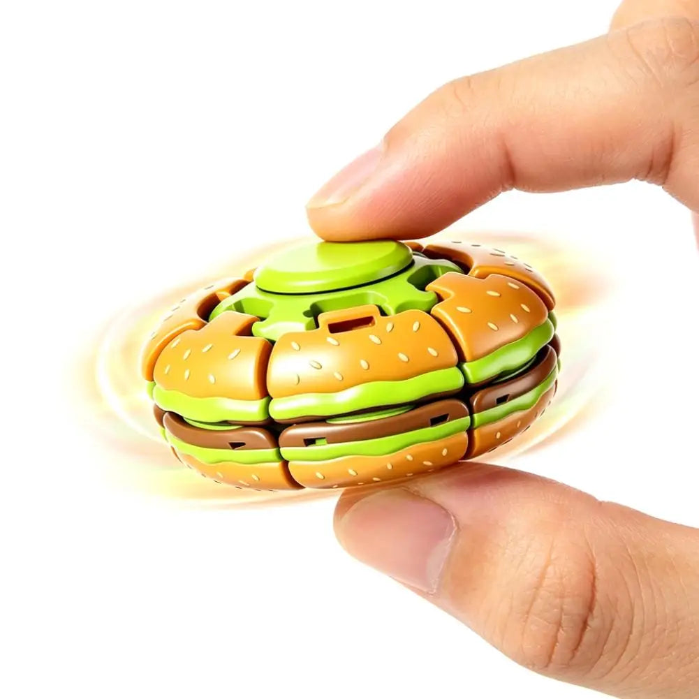 Burger Fidget Spinner Toy Creative Deformation Sensory Stress Relief Toy Cute Food Spinner Fingertip Decompression