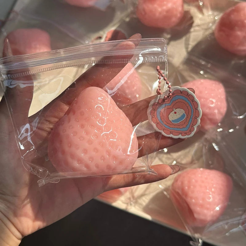 Strawberry Taba Squishy Fidget Toy - Slow Rebound Stress Relief Toy for Kids, Adults, Office & Party Favors - Squeeze Gift