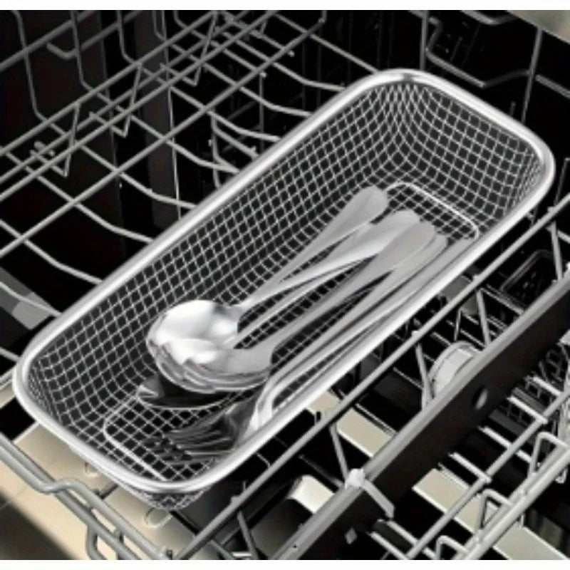 1pc Kitchen Storage Rack - Compact Dishware and Utensil Stand with Drainage Basket
