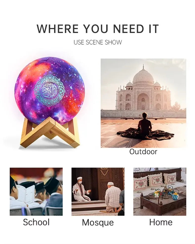 Quran Islam Arabic Koran Muslim Ramadan Azan Wireless Portable Bluetooth Speaker Bright Night Light Lamp Holy Islamic Arab Music