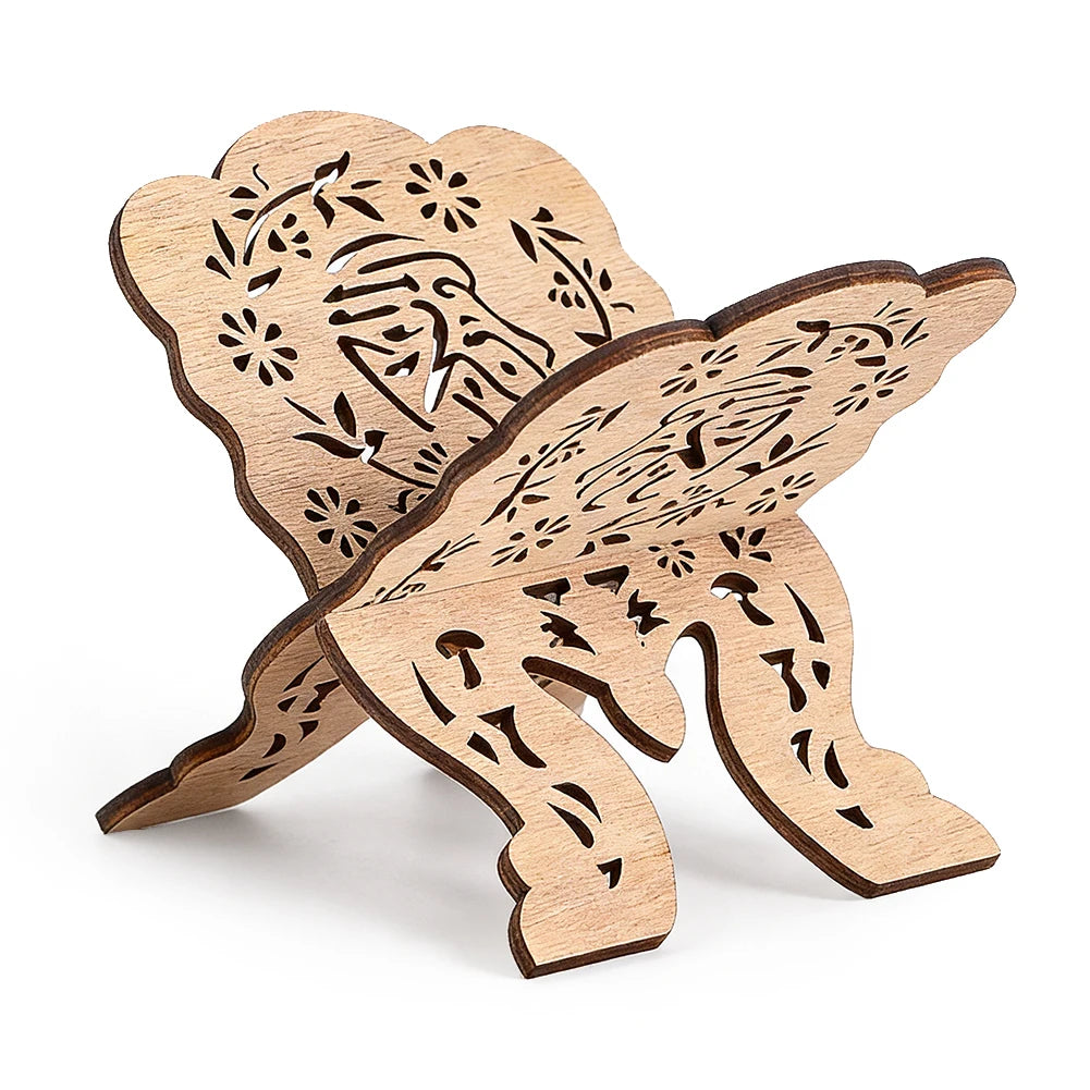 Wooden Islamic Middle Eastern Foldable Quran Stand Ramadan Muslim Eid DIY Home Storage Display Reading Prayer Table Decoration
