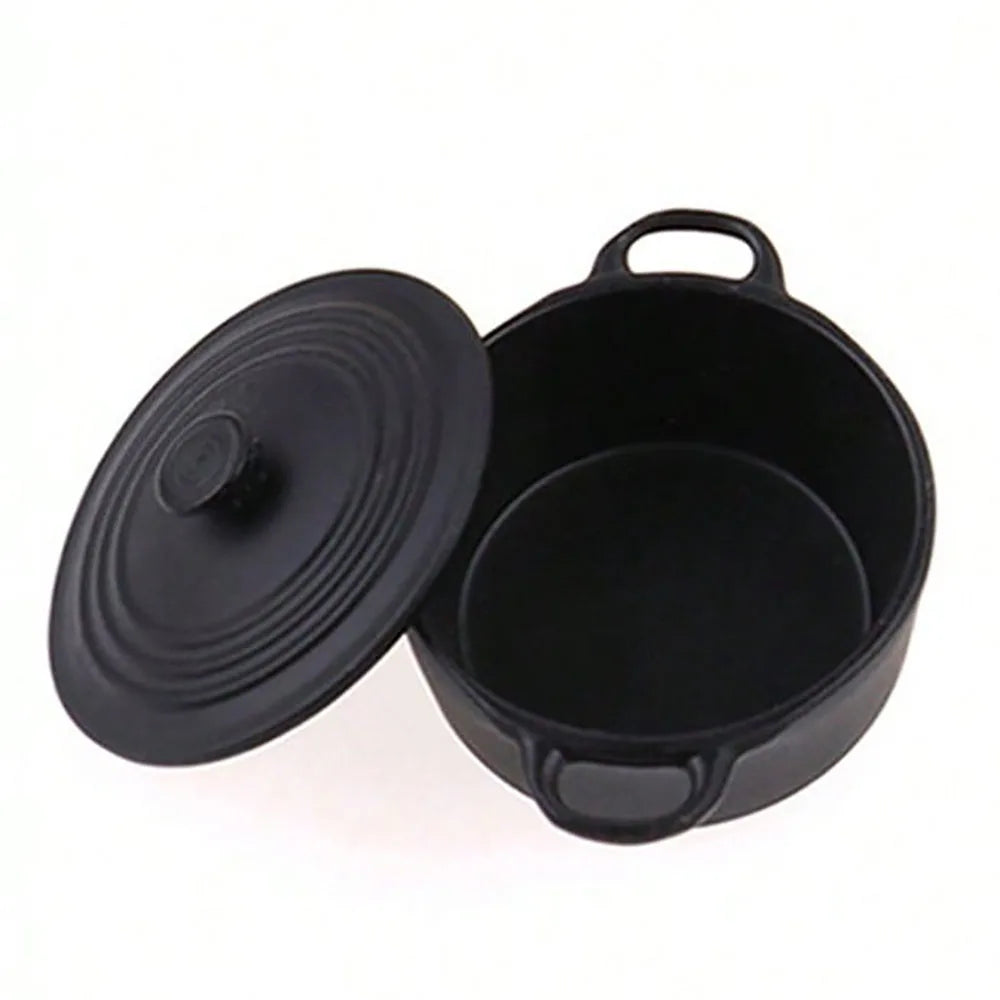 1 Pcs Dollhouse Miniature Kitchen Metal Stock Pot & Kettle: 1/12 Mini Simulation Kitchen & Dining Table Household Cookware Decor