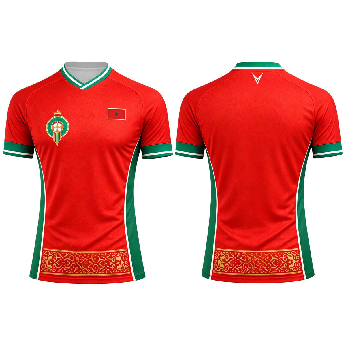 2026 Islamic Traditional Ethnic Style Morocco Football Fan Jersey Summer Breathable Casual Sportswear Top for Men Women Kids