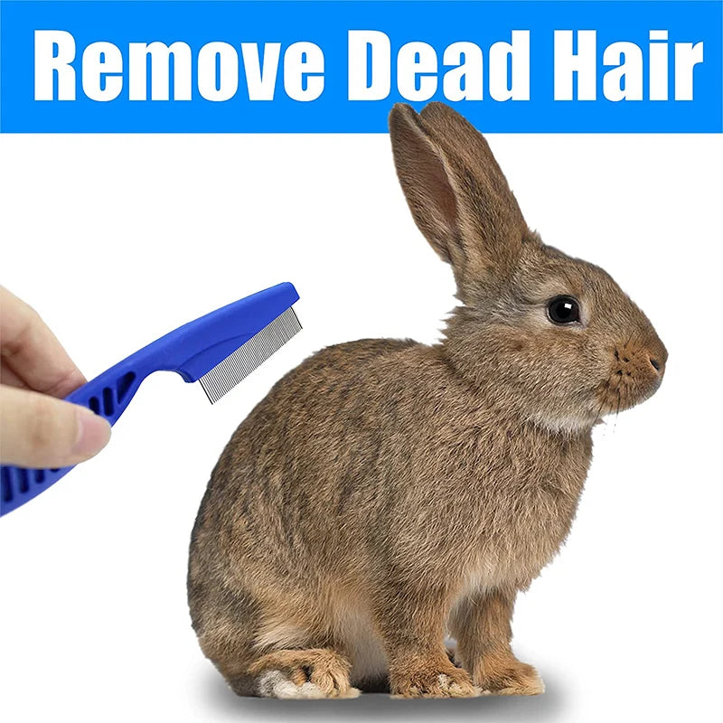 4Pcs Rabbit Grooming Kit with Tear Stain Remover Combs Pet Nail Clipper Double-Sided Shampoo Bath Brush Hamster Rabbit Supplies