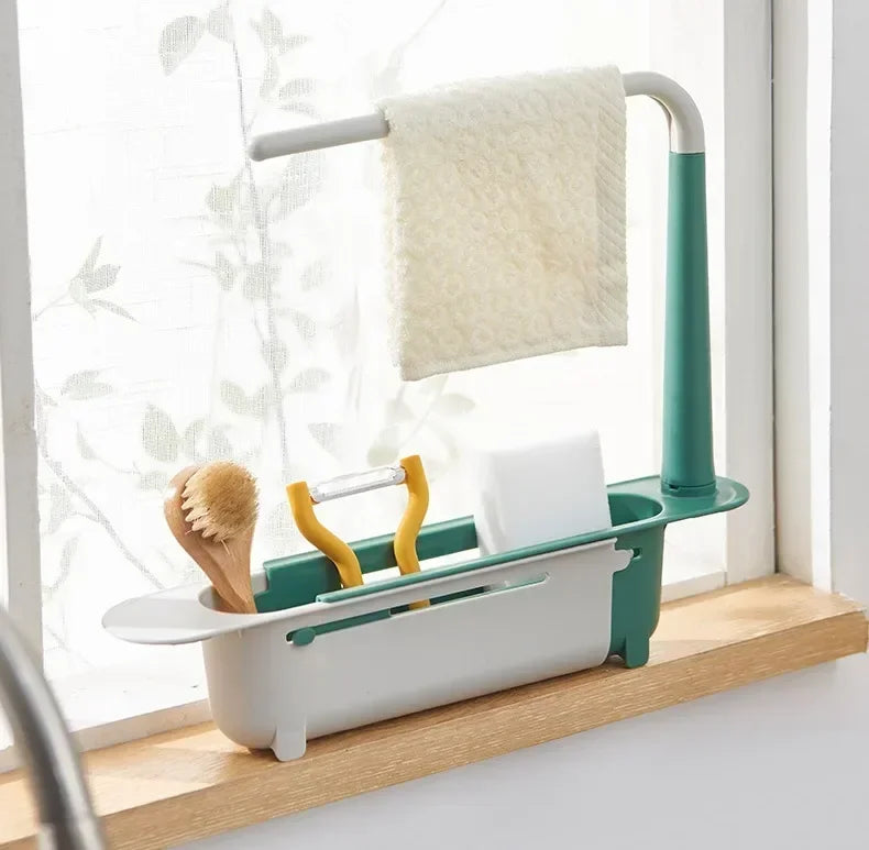 New Sink Drain Rack Storage Basket Kitchen Gadgets Telescopic Sink Shelf Sinks Organizer Soap Sponge Holder Accessories Tool