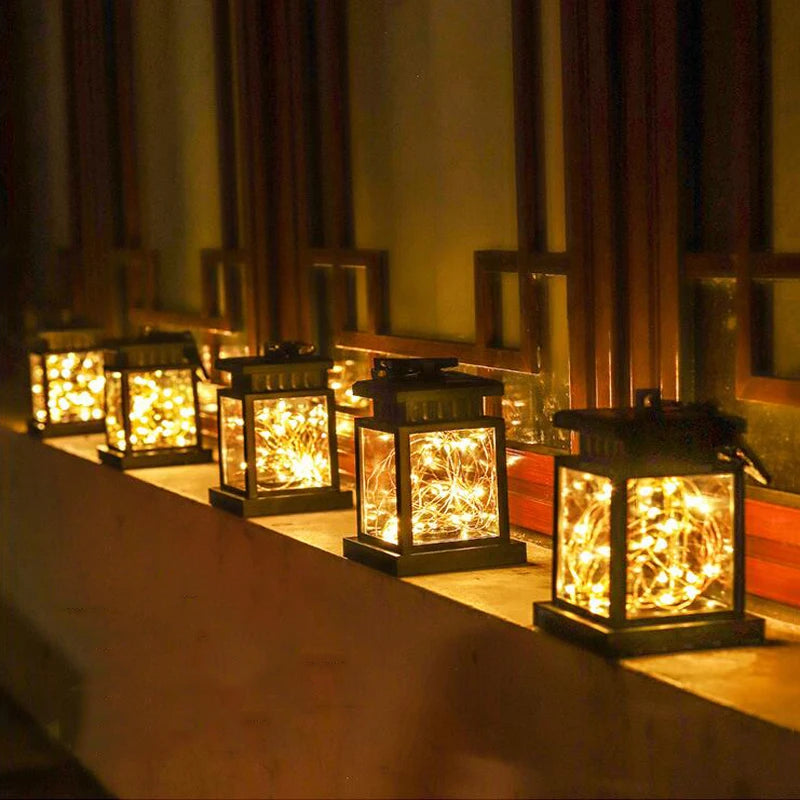 Solar Palace Lantern Hanging Candle Lamp Outdoor LED Waterproof Lights for Garden Patio Yard Lawn Landscape Vintage Lantern Deco