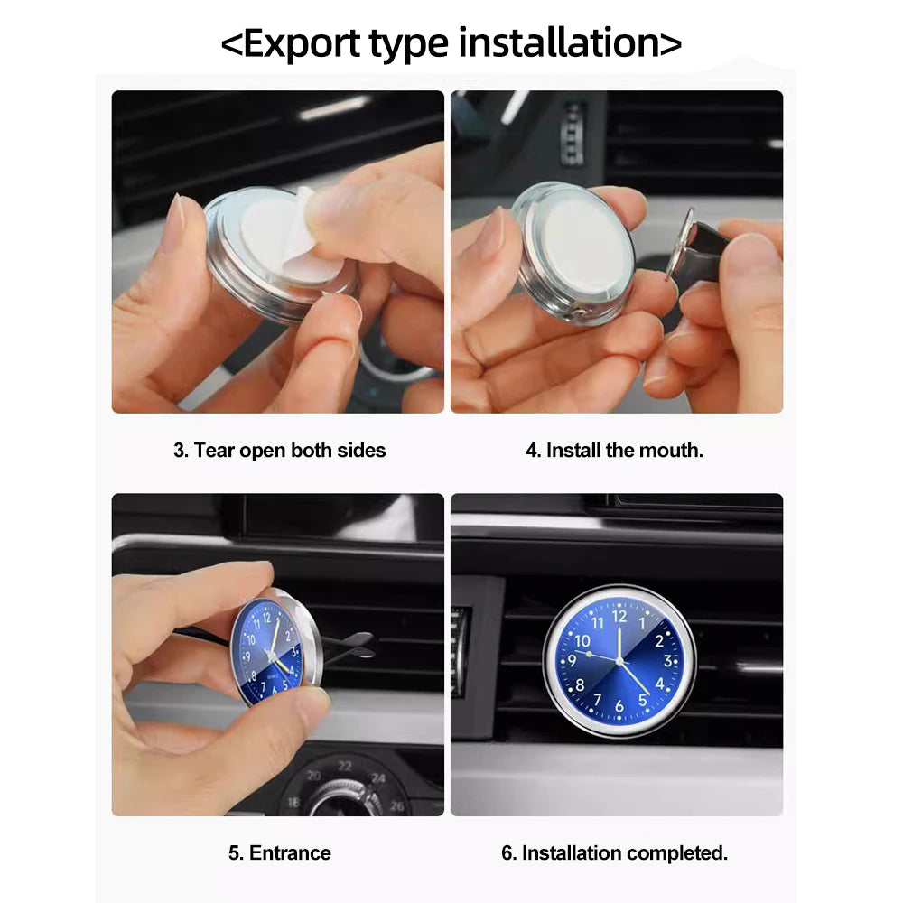 Mini-Autouhr, leuchtend, 5 Farben, Auto-Stick-On-Digitaluhr, Mechanik, Quarz, Motorraduhren, Auto-Ornament, Autozubehör