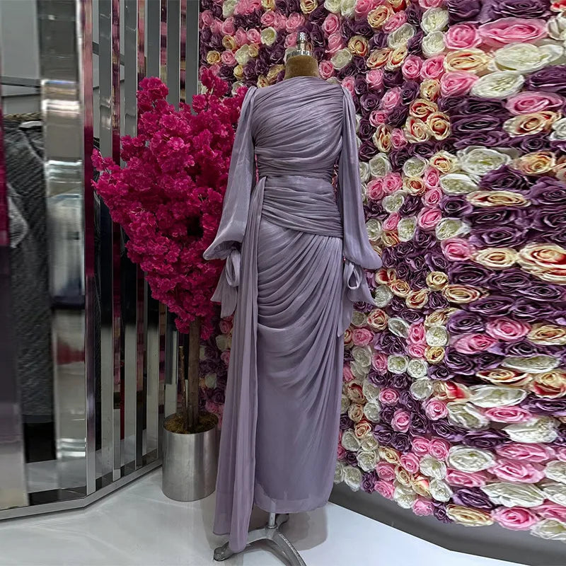 Islamic Clothing Modest Fashion Kaftan Luxury Organza Dress Women Shiny Modest Dress Elegant Ruffle Design Evening Gown