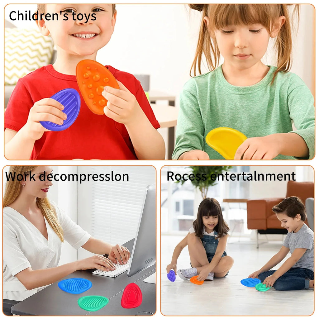 6Pcs Fidget Toys Sensory Stone for Kids Textured Soft Worry Stone for Autism Quiet Fidgets Stress Items Anxiety Relief Gift
