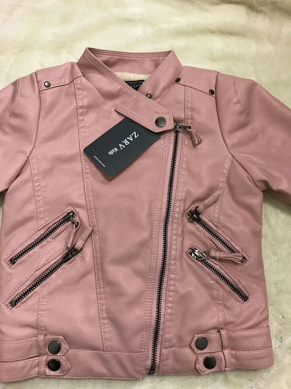 2-14 Years Old Girls Faux Leather Jacket Children PU Coat Long Sleeve Zip Belt Locomotive Jacket Stylish Teen Kids Boys Jackets