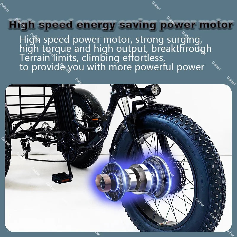 20 Inch Fat Tire Electric Folding Bicycle For Adults 48V 500W Electric Tricycles 3 Wheel Electric Cargo Bike For Women Man Ebike