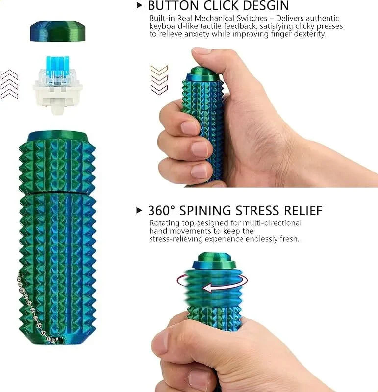 Spiky Gradient Rotating Fidget Stick Tactile Stress Relief Gadget Portable Pocket Adult Anti-Anxiety EDC Relax Holiday Gift