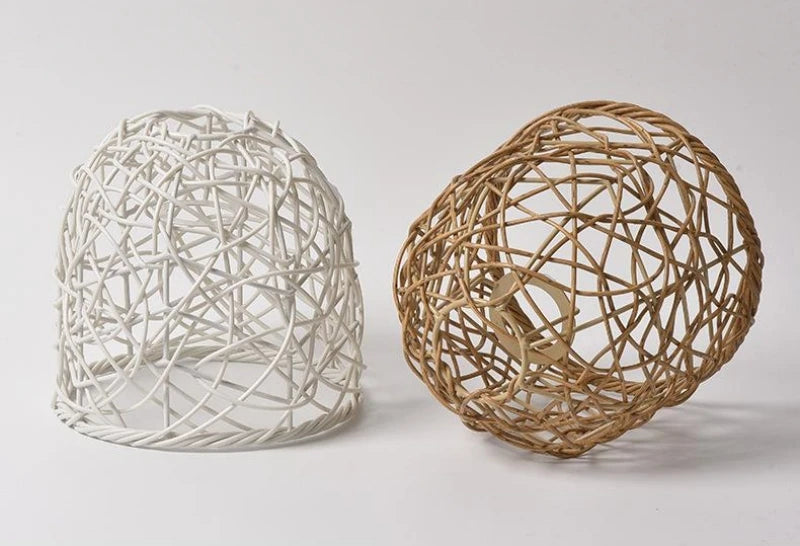 Woven Lantern LED  Hanging Light Lampshade Simulated Rattan Ceiling Pendant Lamp Shade Bedroom Dining Room Chandelier Lamp Cover