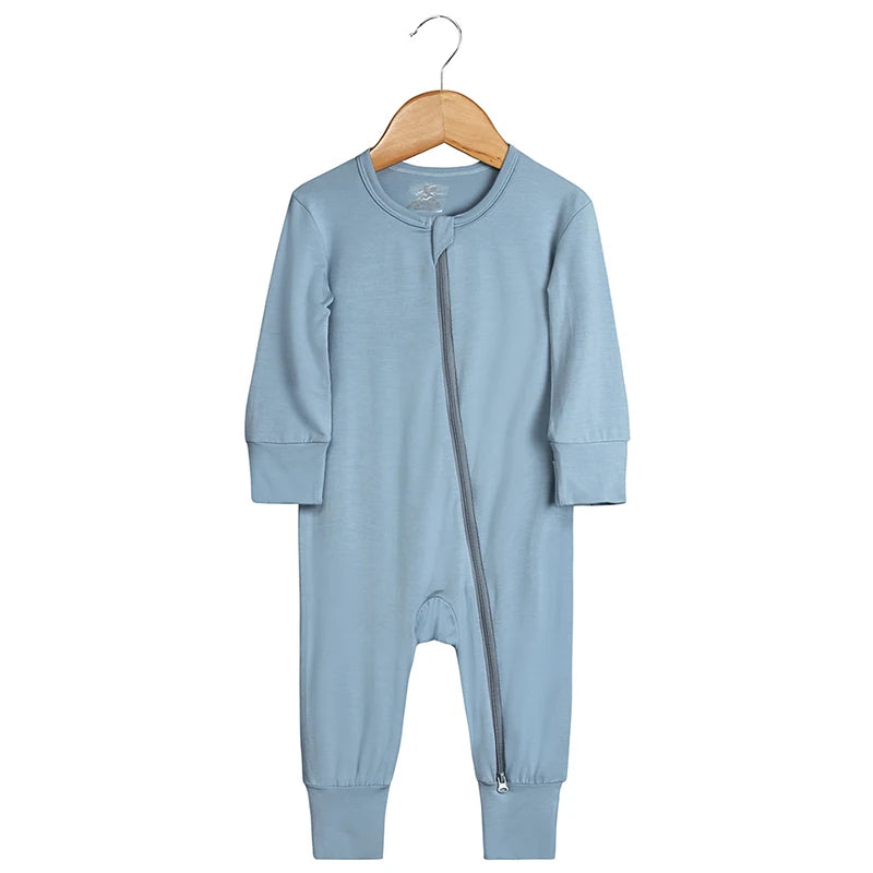 2026 Newborn Baby Bamboo Fiber Romper Solid Breathable Long Sleeve Clothes For 0-24M Boy Girl Jumpsuit Infant Loungewear Pyjamas