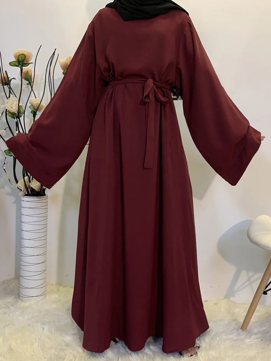 Muslim Women Arabic Dubai Eid Abaya Plus Size Long Dress Modest Ramadan Solid Color Prayer Robe Kaftan Femme Islamic Clothing
