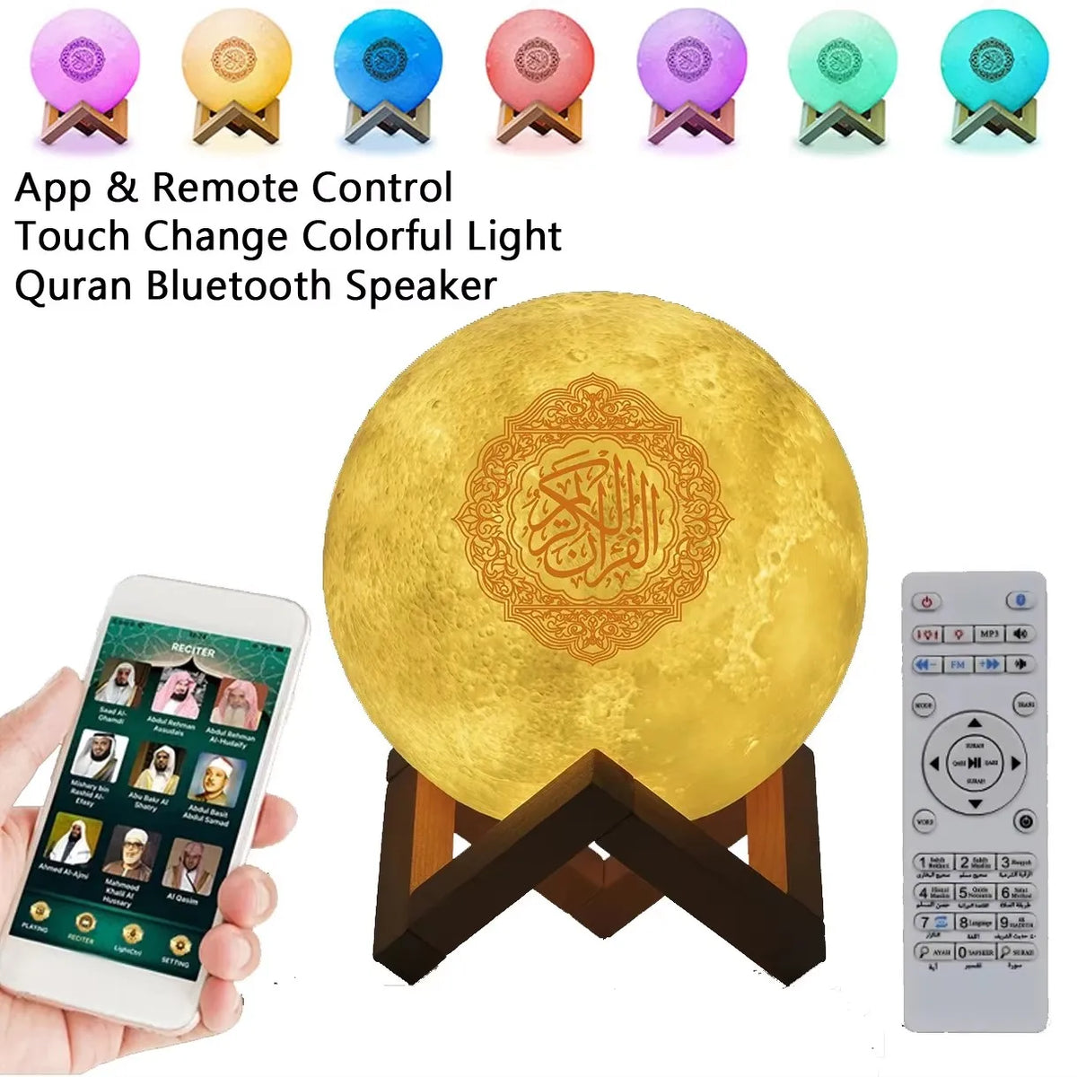 Koran Islam Arabisch Koran Muslim Ramadan Azan Kabelloser Tragbarer Bluetooth-Lautsprecher Helle Nachtlichtlampe Heilige Islamische Arabische Musik