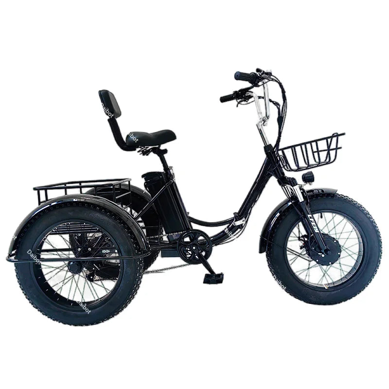 20 Inch Fat Tire Electric Folding Bicycle For Adults 48V 500W Electric Tricycles 3 Wheel Electric Cargo Bike For Women Man Ebike