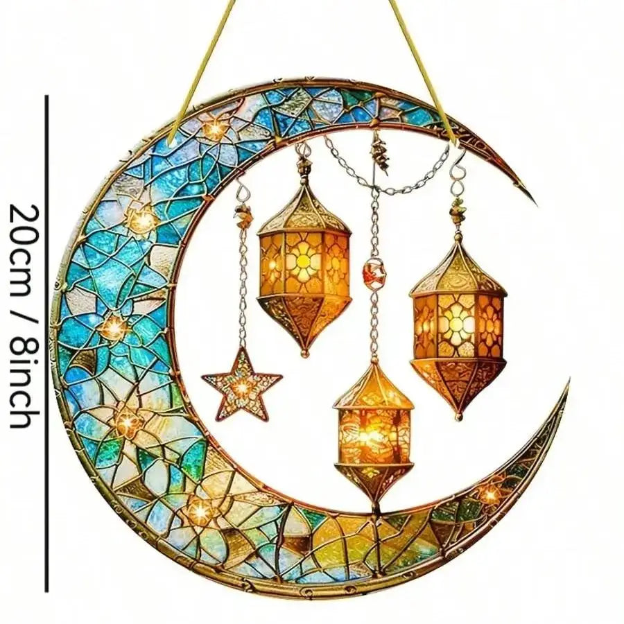 1PCS Moon Lantern Outdoor Decoration Pendant Suitable for Window Decoration Religious Gifts Living Room Decora (Non Luminous)