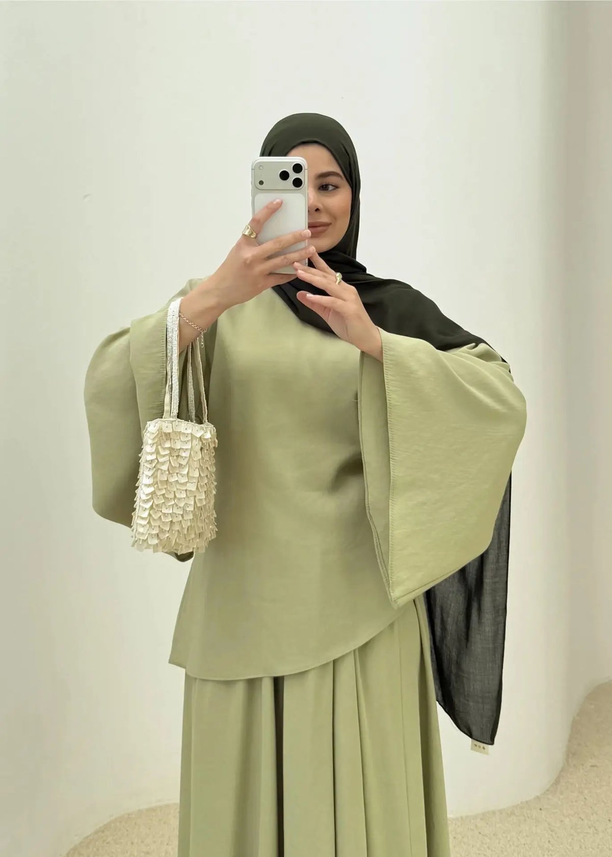 Elegant Muslim Women 2 Piece Abaya Set Ramadan Modest Summer Daily Turkey Top and Skirt Suit Islamic Casual Outfit for Eid