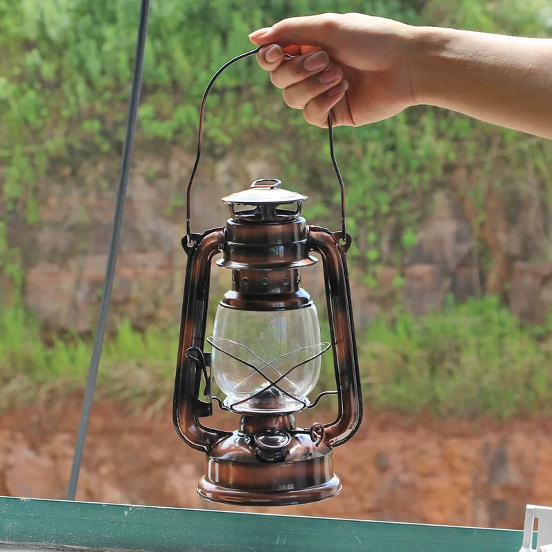 19/25cm Retro Classic Wrought Iron Lamp Lanterns Wick Portable Lights Oil Lantern Camping Hiking Home Decor