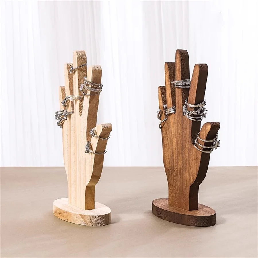 Handförmiger Schmuckständer, Multifunktionales Schmuckregal, Fingerhand-Display für Armbänder, Holzringhalter, Handringhalter