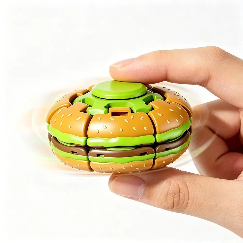 Fidget Burger Gyro Toy Stress Relief Fingertip Spinner Rotating Decompression Gyroscope for Adults