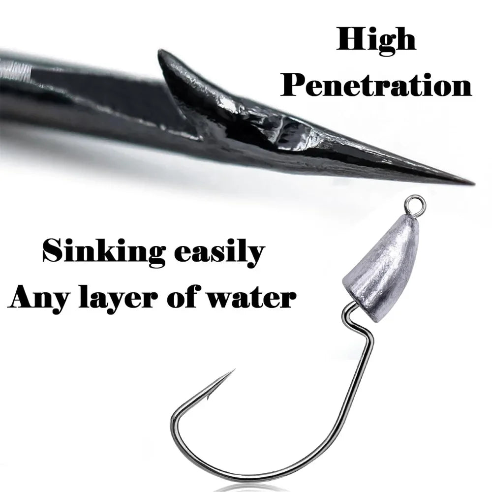 10PCS Metal Jig Head Worm Hook 3.5g 7g 10g 20g Weight Crank Fishhooks Gear Sinker Pesca for Lure Texas Rig Fishing Tackle Kit