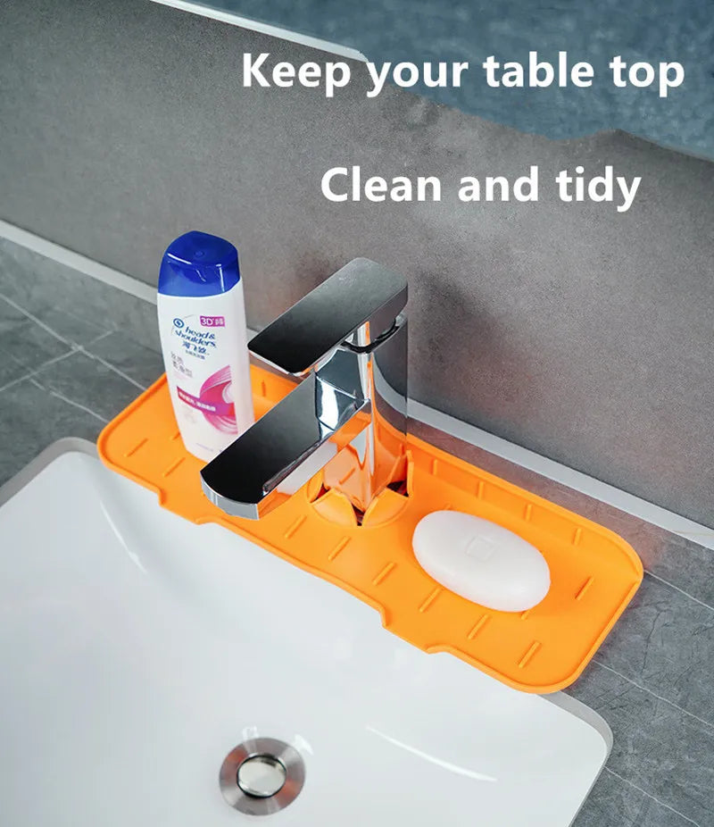Kitchen Silicone Faucet Mat Flower Sink Splash Pad Drain Pad Bathroom Countertop Protection Absorbent Quick Dry Tray Drainage