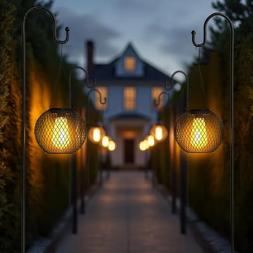 1/2PCS Outdoor Solar Lantern IP44 Waterproof Solar Powered Metal Hanging Lights for Garden Patio Deck Paths Decorative Lighting