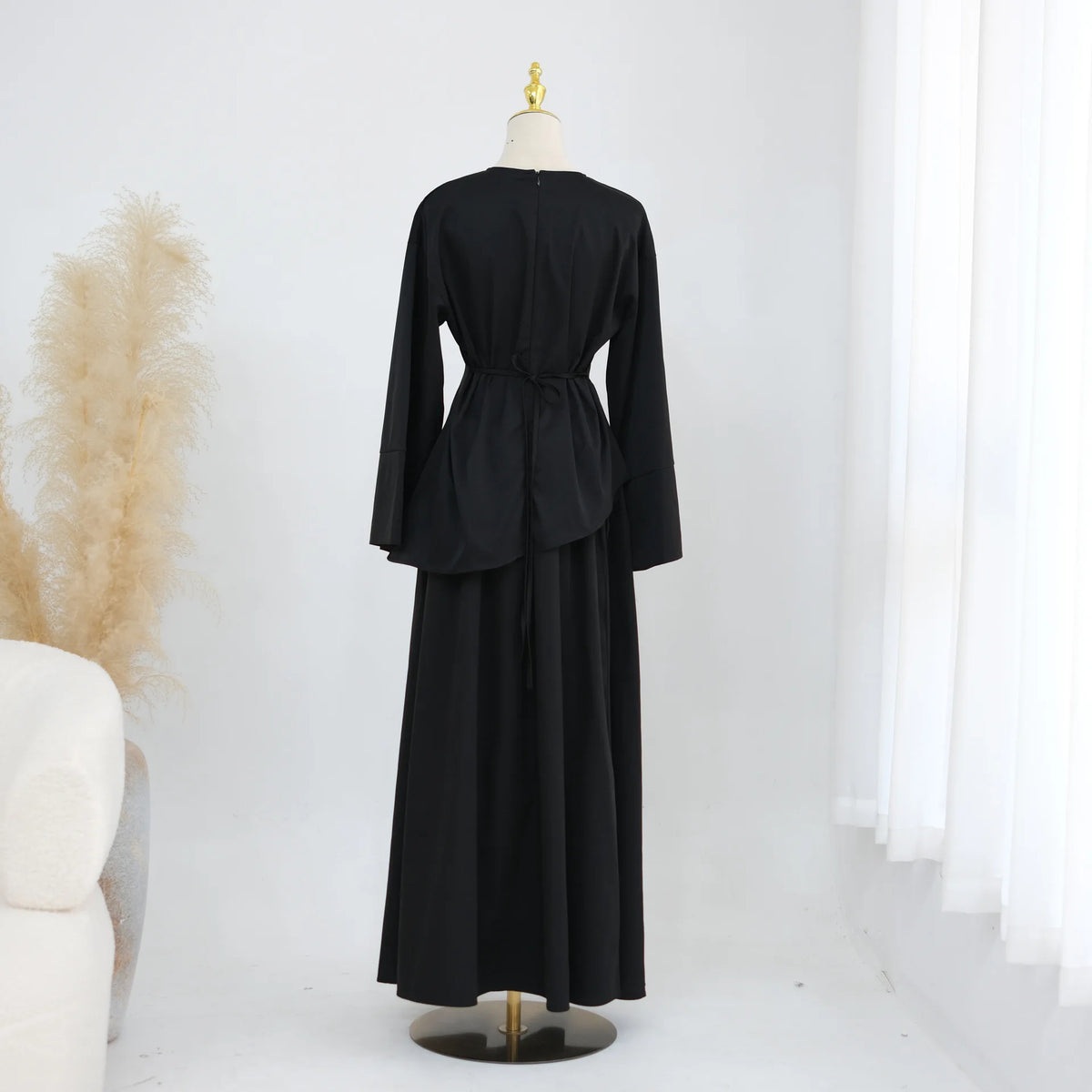 Elegant Muslim Women 2 Piece Abaya Set Ramadan Modest Summer Daily Turkey Top and Skirt Suit Islamic Casual Outfit for Eid