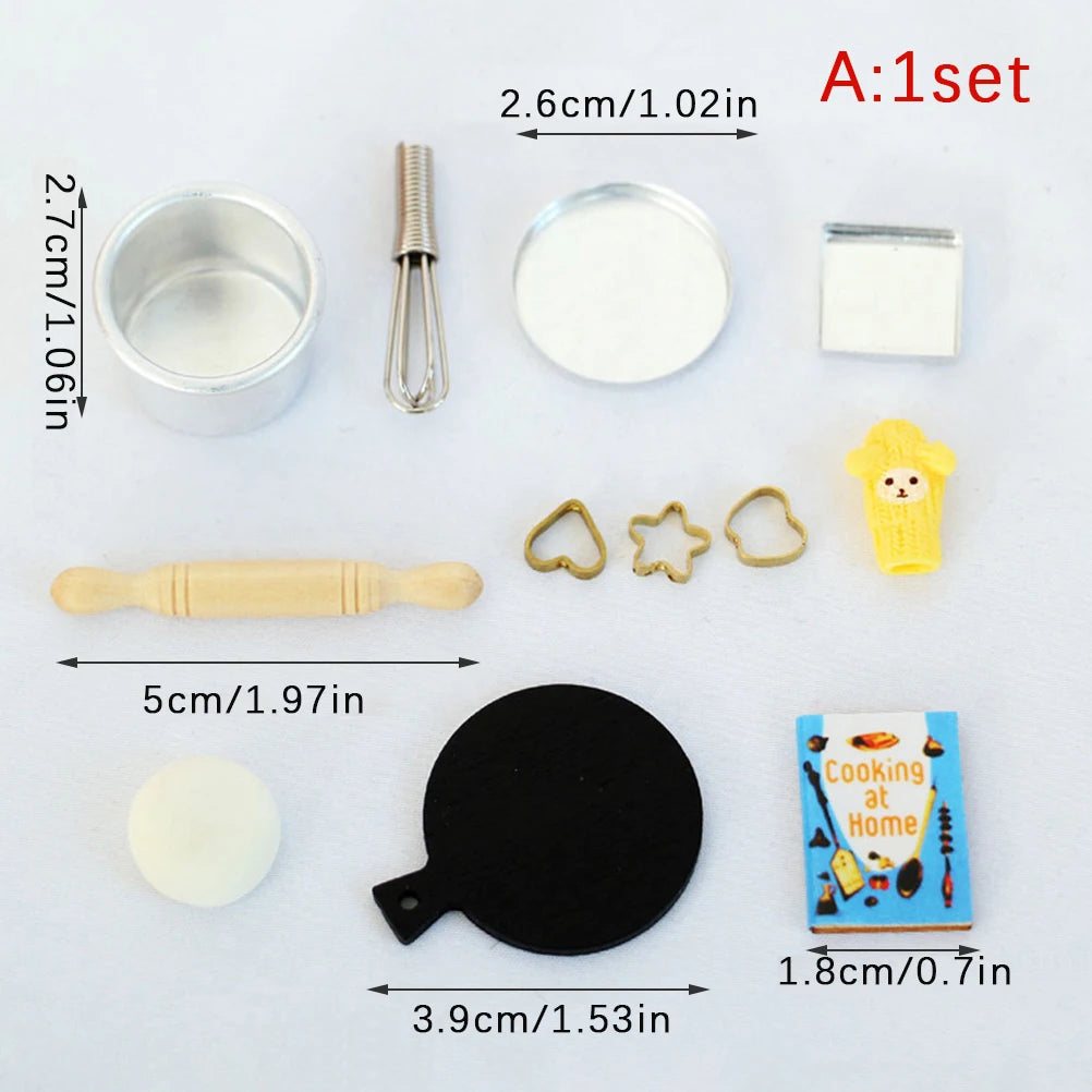 1set Dollhouse Miniature Kitchen Cooking Baking Model DIY Doll Furniture Accessories