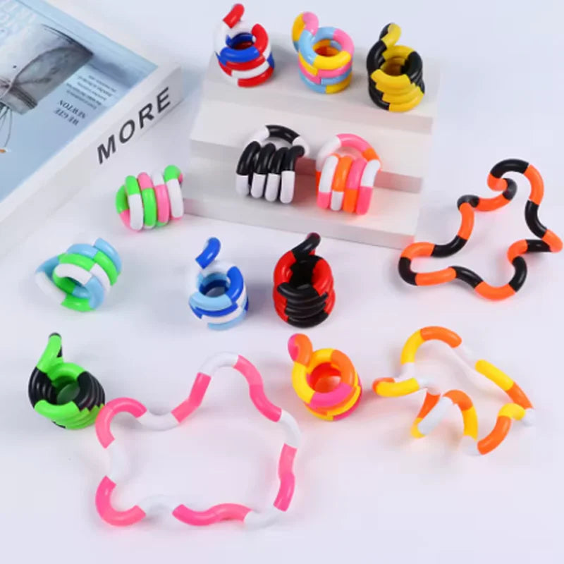 Sensory Fidget Toys -  Multicolor Twisty Fidget Toys Stress Relief, Decompression - Squeeze, Twist, Chain Spinner Alternative Gi