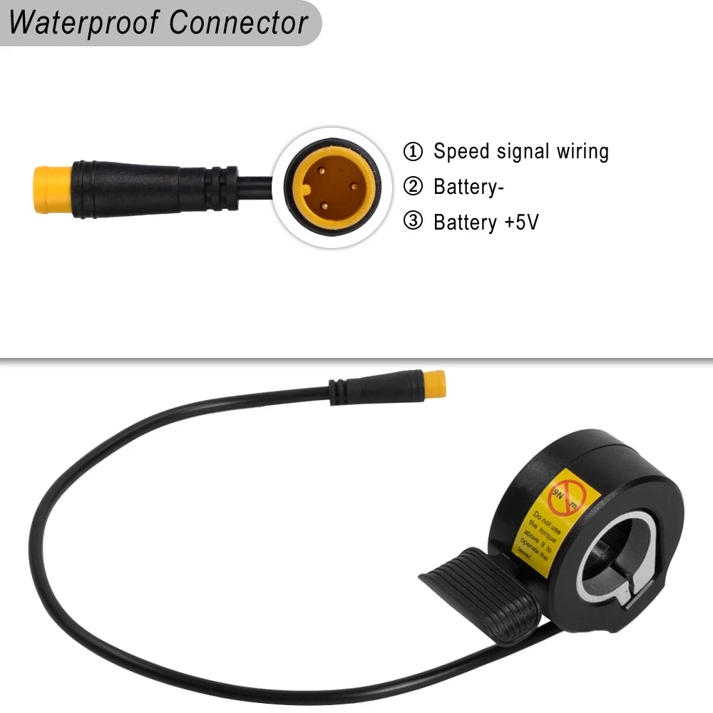 Thumb Throttle Electric Bike 130X Thumb Throttle ebike 24V 36V 48V 60V 72V 3 Pin Waterproof/WP Plug Connector Electric Scooter