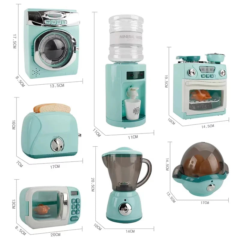 Kids Kitchen Toy Simulation Washing Machine Bread Maker Oven Microwave Girls Play House Role Play Interactive Toys For Children