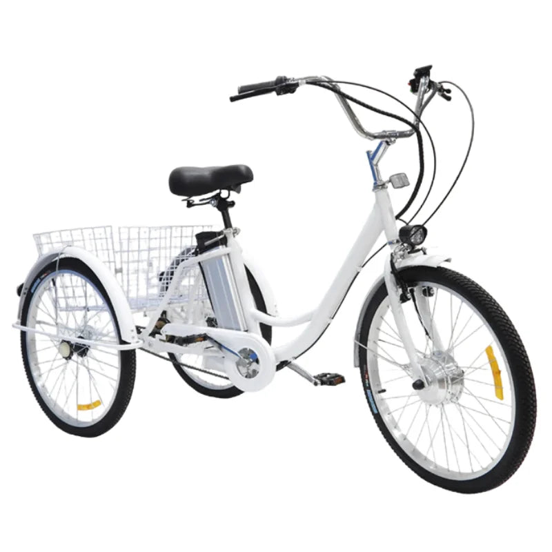 24 Inch Adult Electric Tricycle 3 Wheel 350W 36V Electric Cargo Bike For Elderly  With Big Cargo Basket/Three Riding Modes