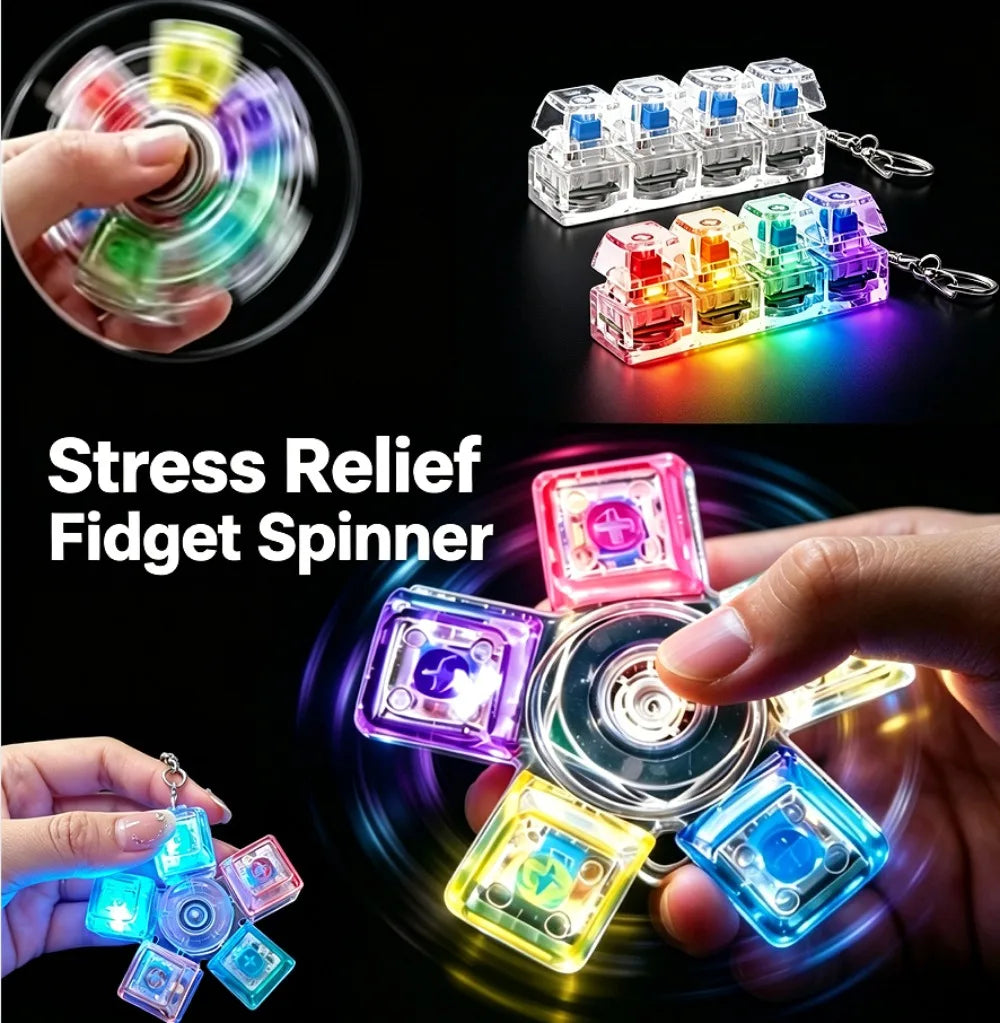 Popular Fidget Keyboard Pop It, Transparent Button Toy Spinning Top Style, Party Gift, Stress Relief for Adults Office Use