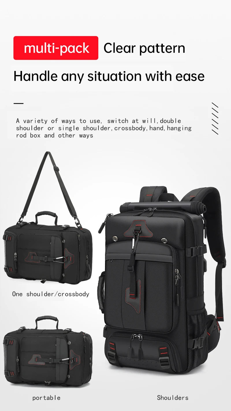 Reiserucksack mit großer Kapazität, 17-Zoll-Laptopfach, mit separatem Fach für trockene und nasse Gegenstände, Wanderrucksack für Herren.