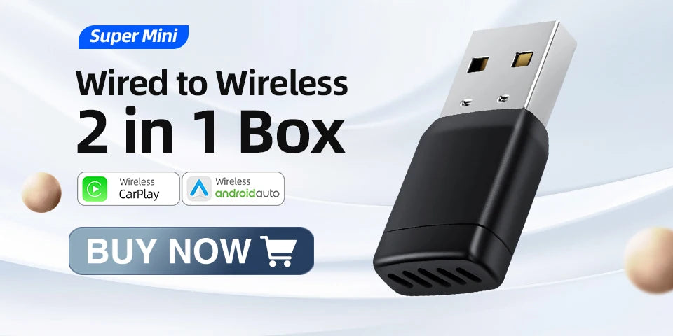 Kabelloser Adapter CarPlay Android Auto 2-in-1 Kabelgebunden zu Kabellos CarPlay Android Auto Bluetooth USB Typ-C Plug-and-Play