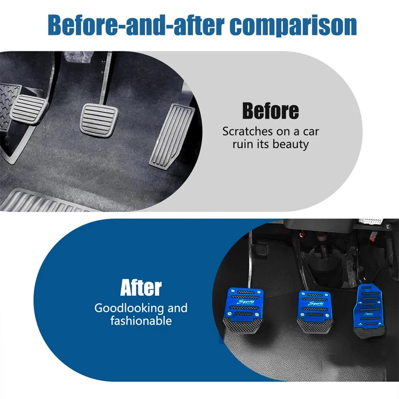 3-teiliges rutschfestes Auto-Pedal-Set, manuelle Bremse, Kupplungspedalabdeckungen, universelle Ersatzteile aus Aluminiumlegierung für Autos