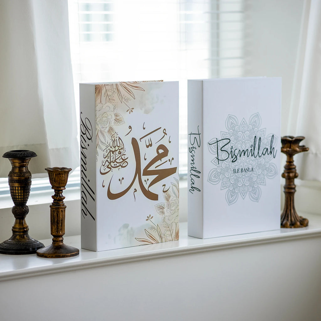 Islamic Luxury Fake Book Decorative Books Storage Box Coffee Table Interior Decoration Kaaba Mosque Muslims Bedroom Home Decor