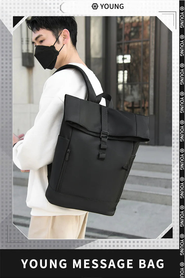 Europa und die Vereinigten Staaten: Neuer Roll-Top-Rucksack für Herren, Business- und Freizeitrucksack mit Rollverschluss.