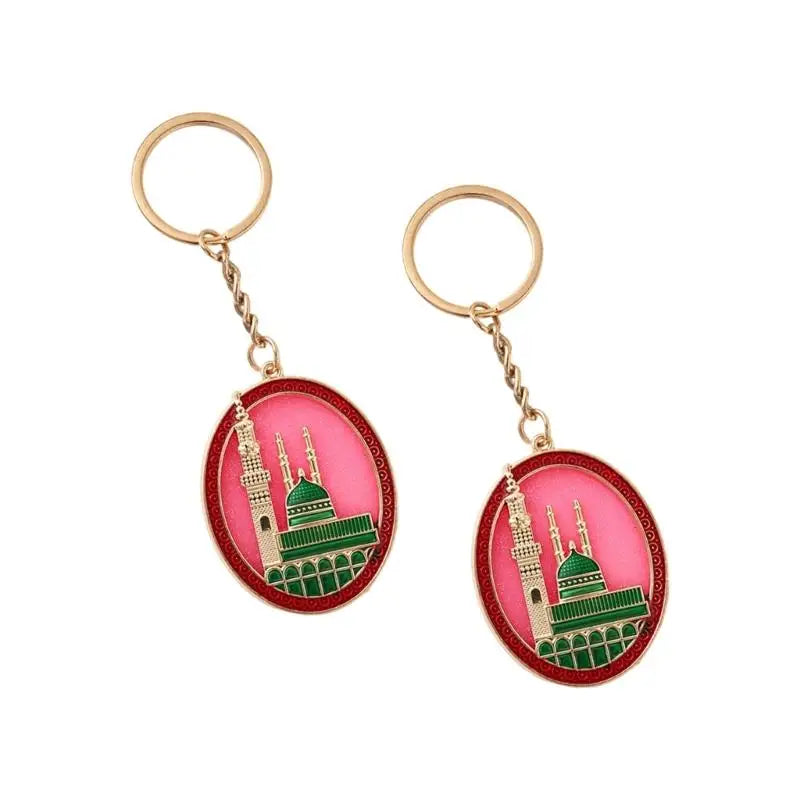 A52E Islamic Cultural Keyrings Decorative Mosque Motifs Accessories for Holy Event