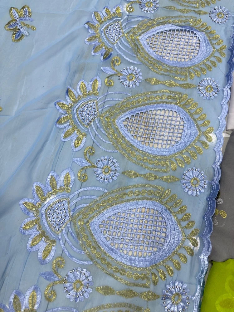 Fashionable Islamic New 2025 Dubai African Chiffon Hijab Pashmina Large Embroidered Shawl for Muslim Women Turban Headscar