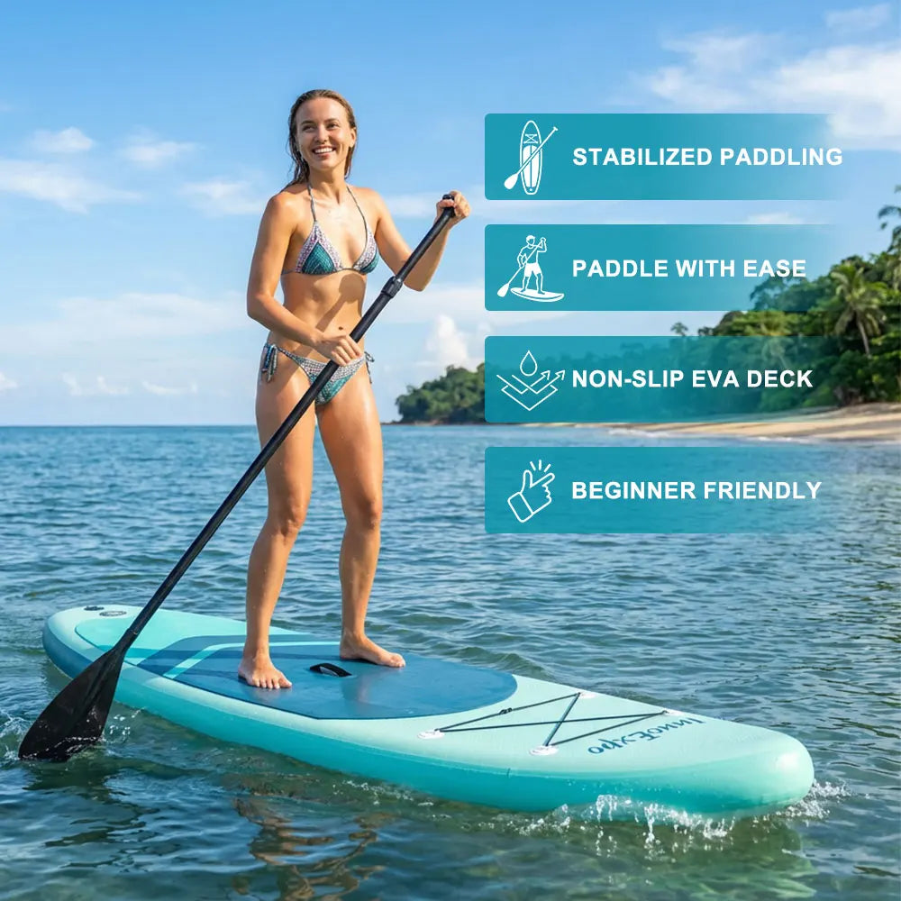 InnoExpo Inflatable Paddling Board Surf Sup Stand Up Paddling Board Non-Slip Water Sport Paddle Board 320*83*15 with Accessories