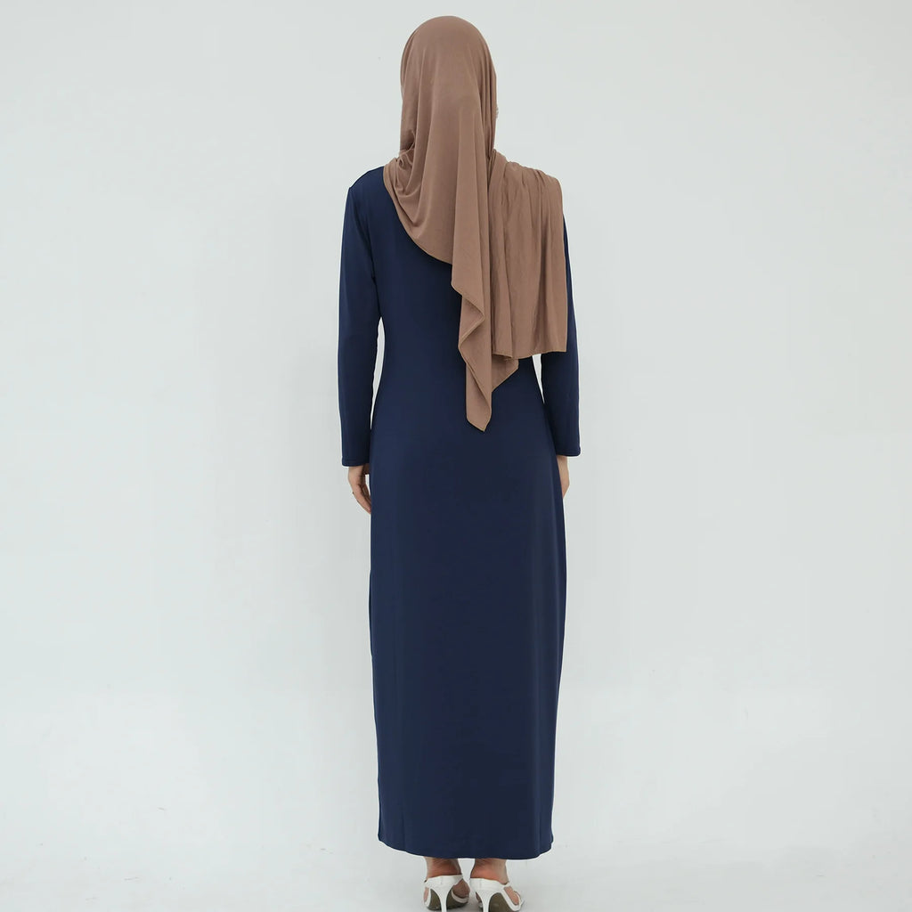 2025 Ramadan Muslim Women Abaya Islamic Stretch Underskirt - Solid Milk Silk Layering Dress Modest Elastic Inner Slip