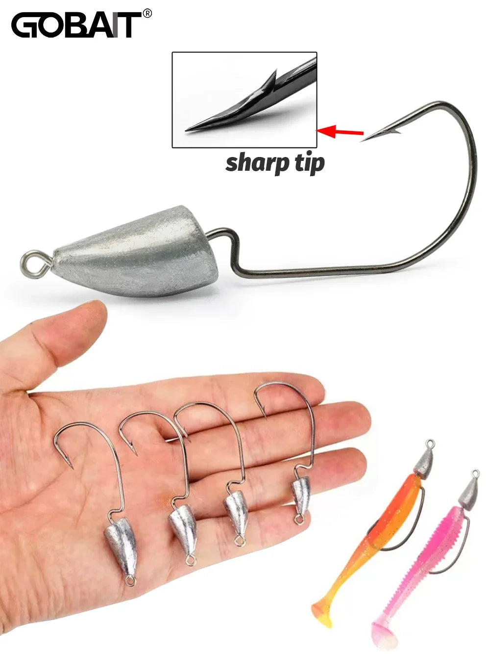 10PCS Metal Jig Head Worm Hook 3.5g 7g 10g 20g Weight Crank Fishhooks Gear Sinker Pesca for Lure Texas Rig Fishing Tackle Kit