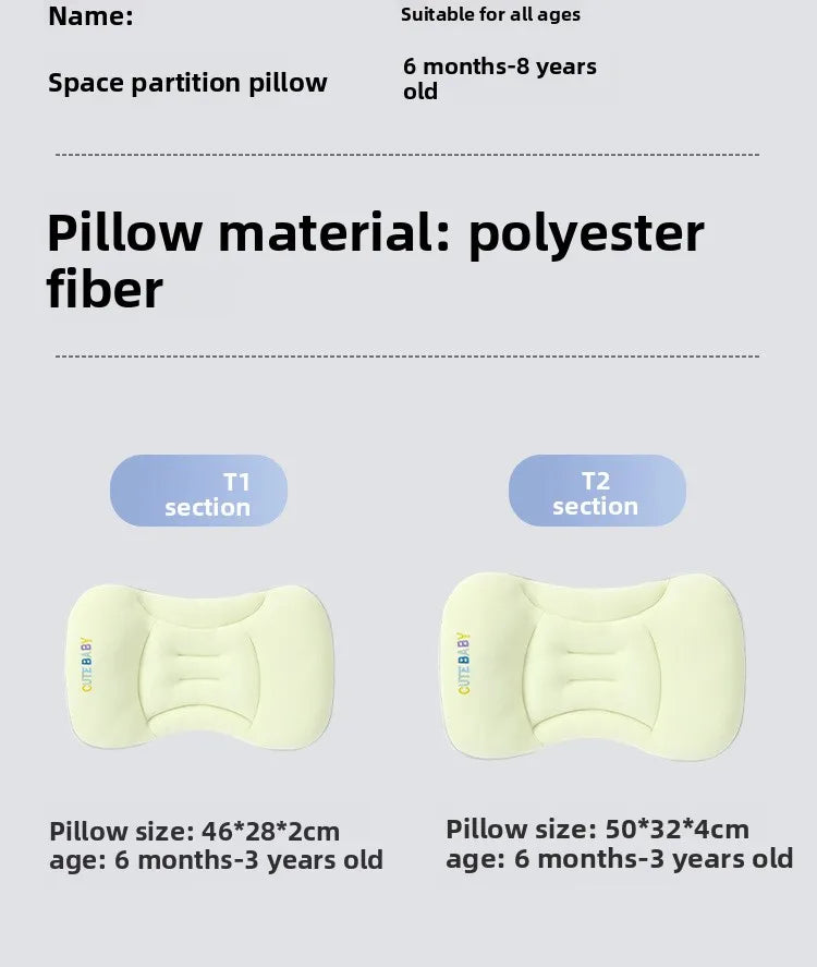 Bestselling kids' space partition pillow!6 months-8 years old,scientific cervical support,breathable four-season use,for infants