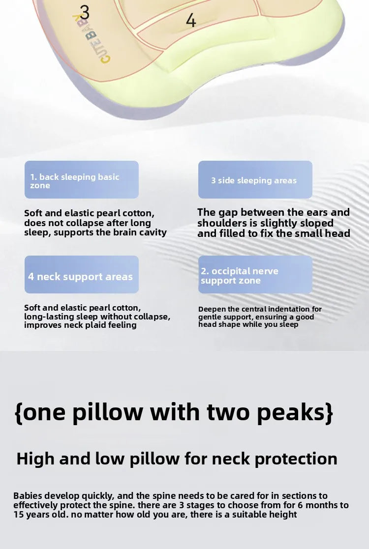 Bestselling kids' space partition pillow!6 months-8 years old,scientific cervical support,breathable four-season use,for infants